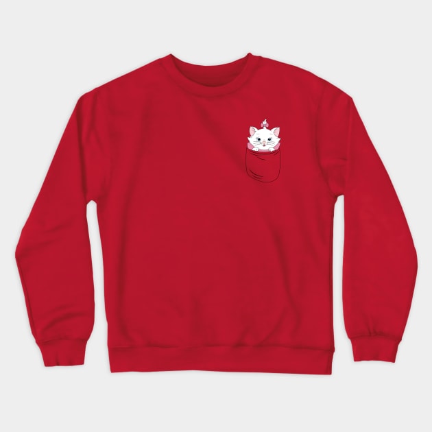 A cat in a pocket Crewneck Sweatshirt by Nykos